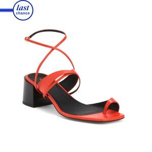 NEOUS Orange Made In Italy Leather Timir Heeled Ankle Strap Sandals